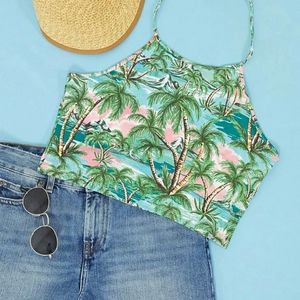 Monki Tropical Halter neck Top